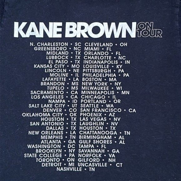 Kane Brown Concert Tour Double Sided Black Graphic Tee Bella Canvas Small - Picture 4 of 5